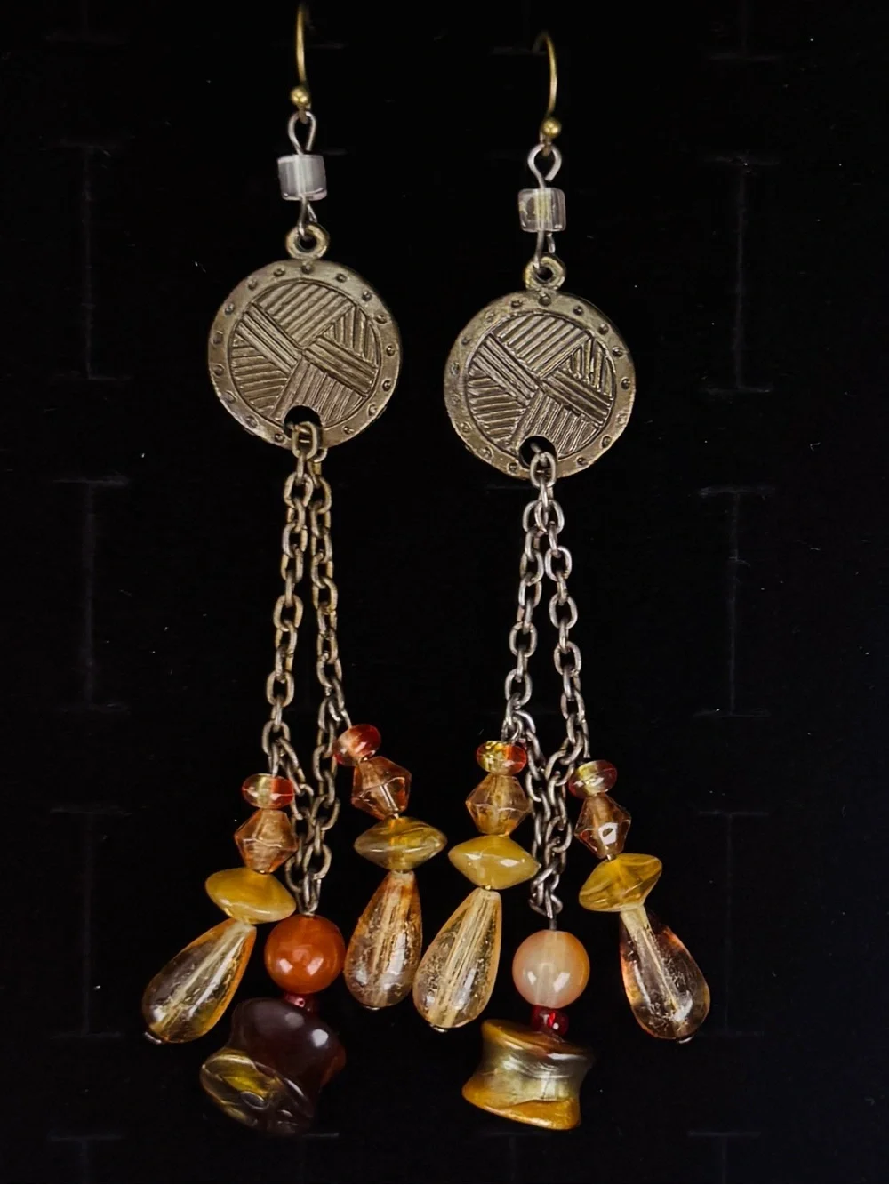 Vintage Bohemian chic long dangle pierced earrings